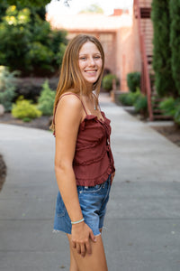Islah Front Tie Ruffle Vest