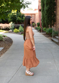 Embroidered Bust Midi Dress