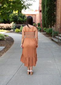 Embroidered Bust Midi Dress
