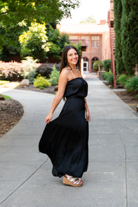 Tiered Tube Maxi Dress W/ Waist Tie