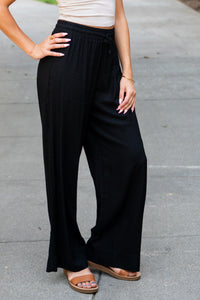 Coastline Drawstring Wide Leg Linen Pants
