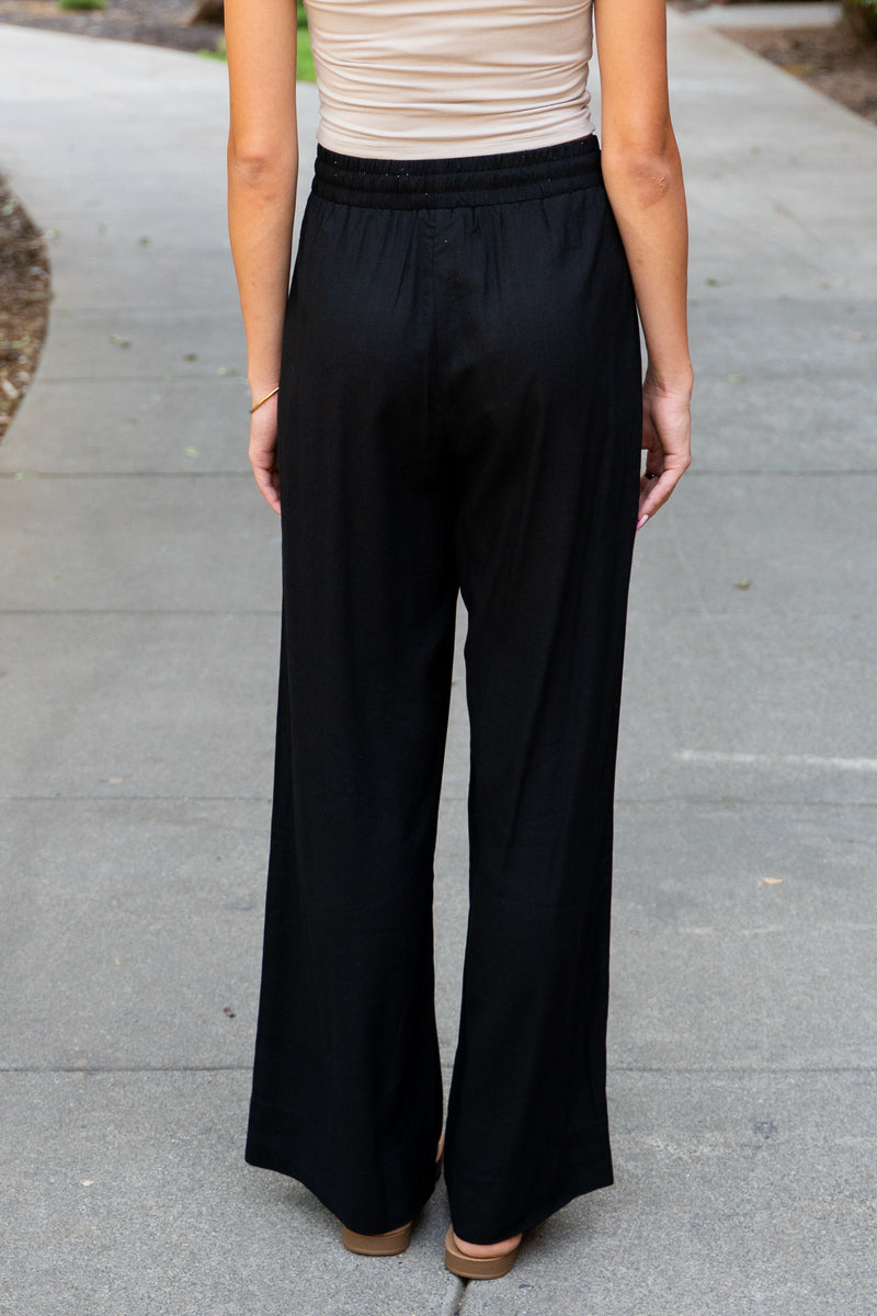 Coastline Drawstring Wide Leg Linen Pants