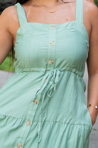Pistachio Creme Button Down Midi Dress