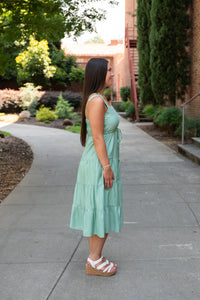 Pistachio Creme Button Down Midi Dress