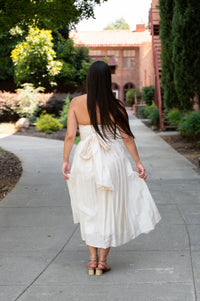 At Last Strapless Midi Dress