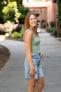 Kaylee High Rise Loose Straight Long Shorts