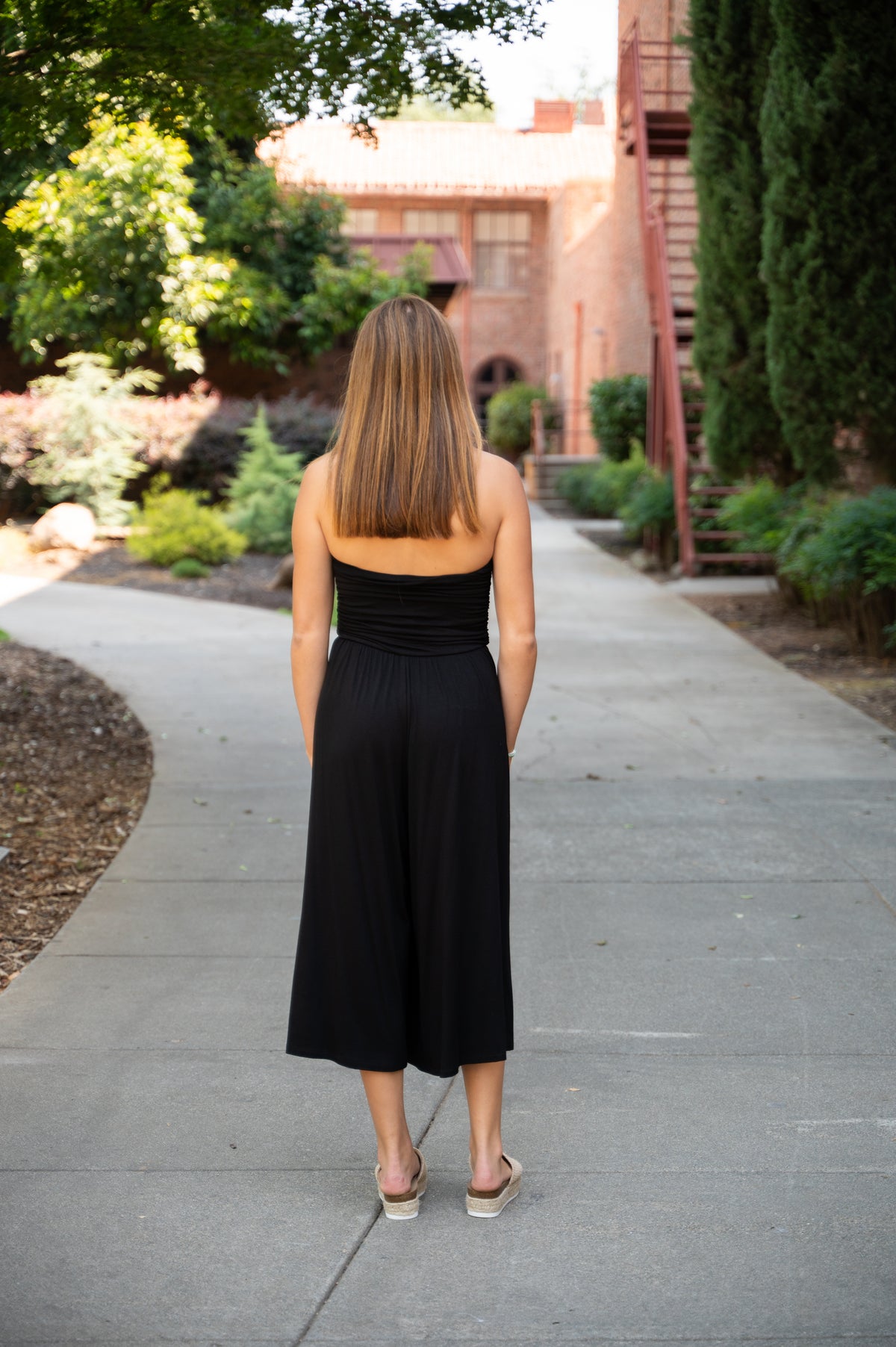 Strapless Ruched Cropped Jumpsuit W/ Pockets