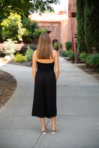 Strapless Ruched Cropped Jumpsuit W/ Pockets