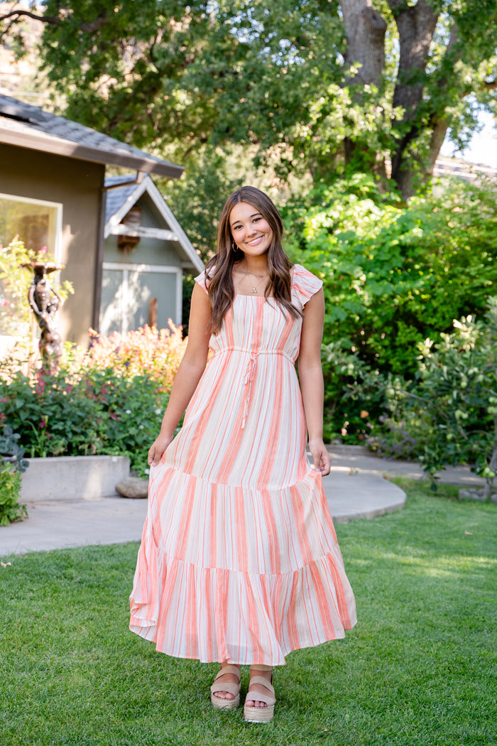 Creamsicle Dreams Flutter Sleeve Woven Maxi