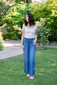 Lounge Tie Waist Wide Leg Ankle Pant