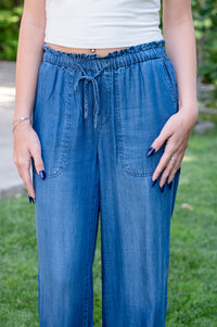 Lounge Tie Waist Wide Leg Ankle Pant
