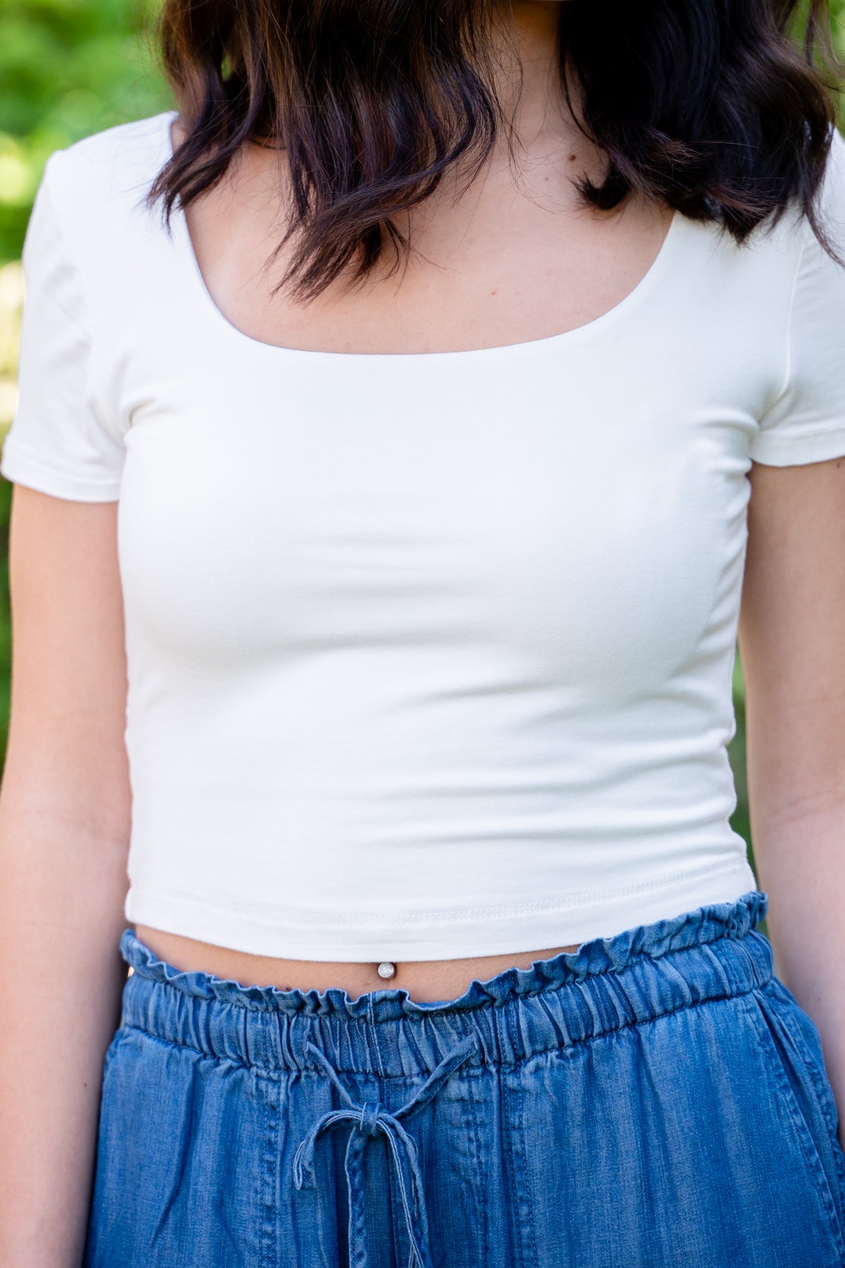Short Sleeve Crop Square Neck Tee