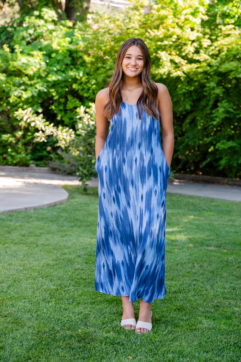 Indigo Drift Maxi Dress