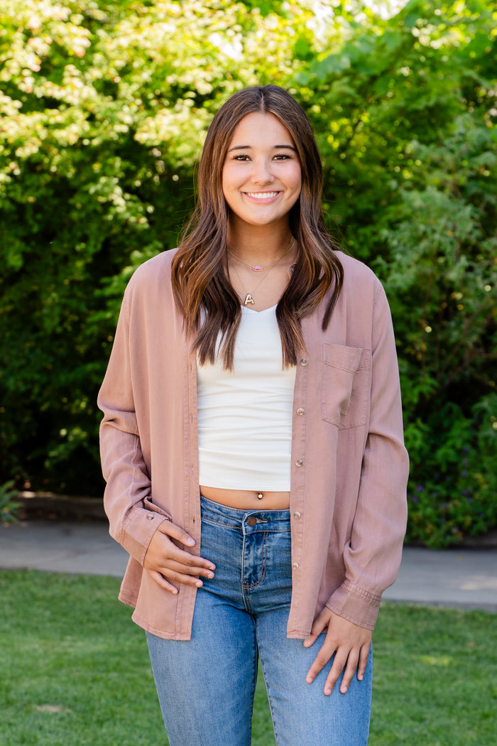 Lightweight Chambray Long Sleeve Top