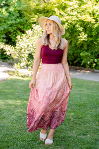 Tiered Woven Sunset Ombre Maxi Skirt