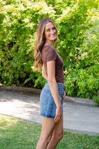 Short Sleeve Crop Square Neck Tee