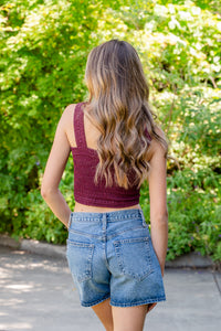 Shirr Thing Square Neck Cropped Tank Top
