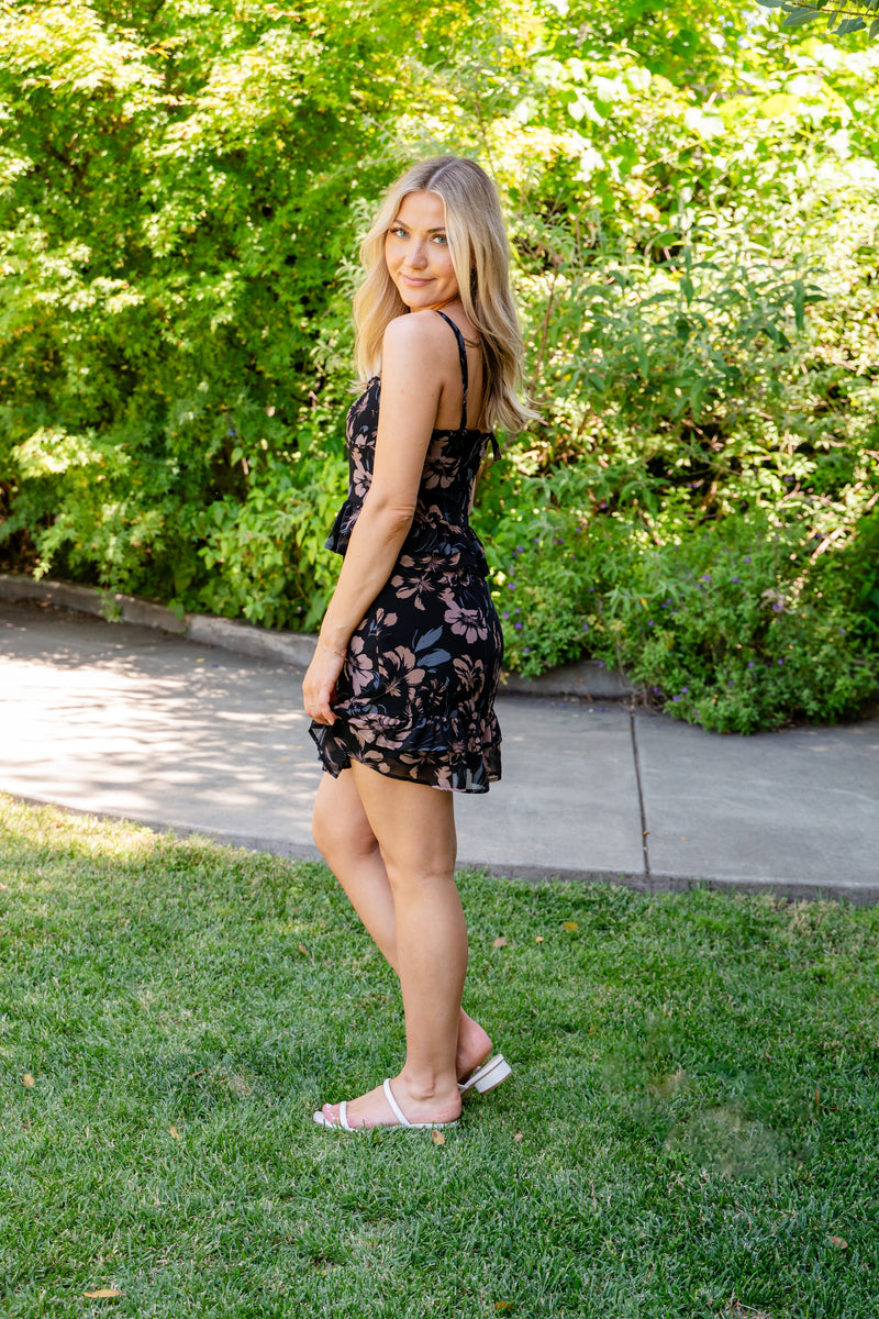Midnight Blossom Mini Dress