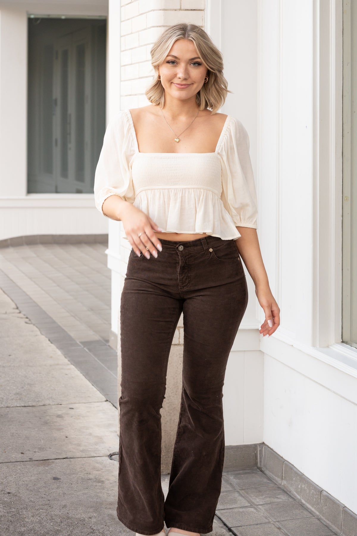 Mid-Rise Corduroy Flare Pants – For Elyse
