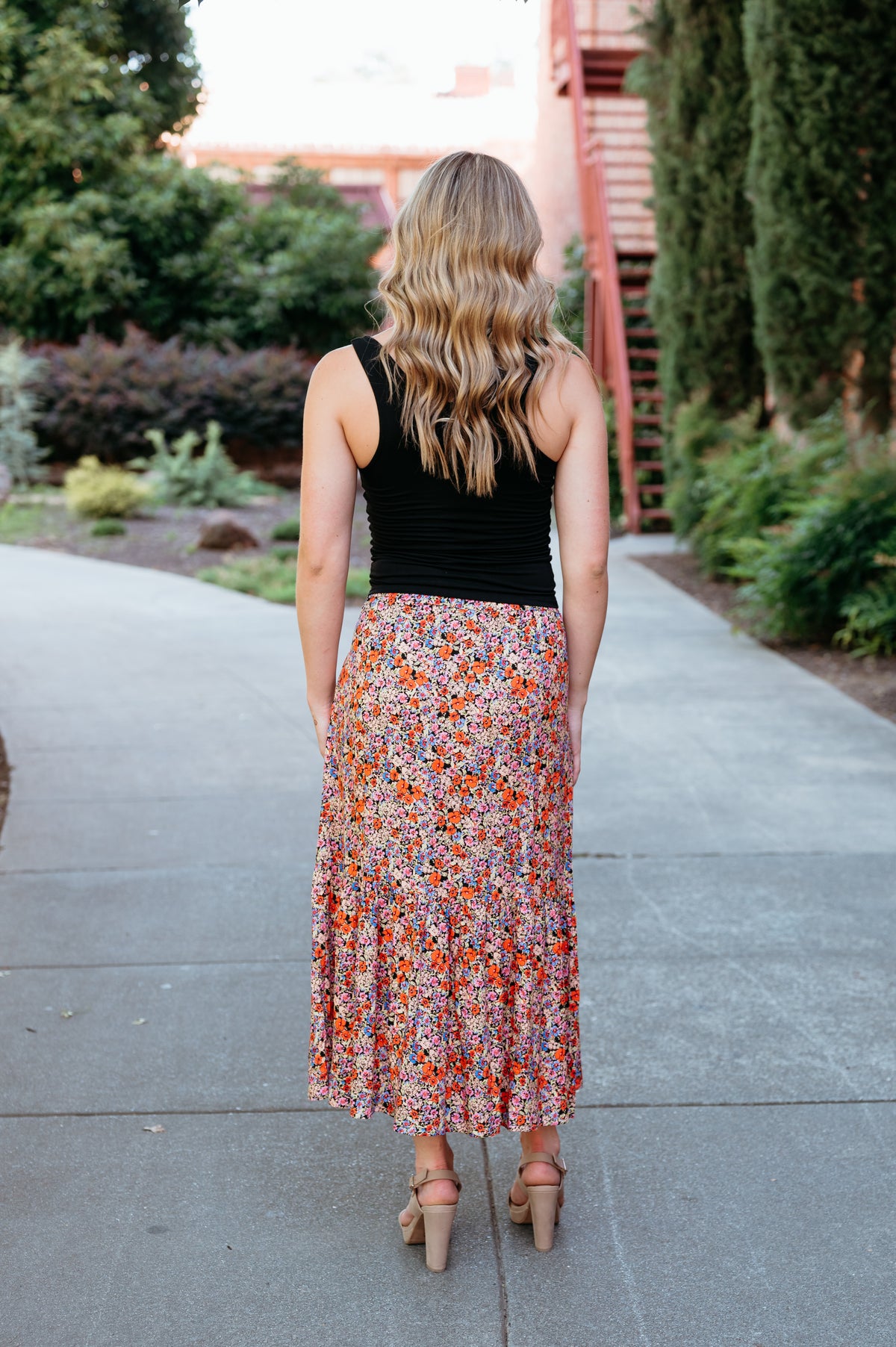 Iris Tiered Skirt W/ Buttons Down Front