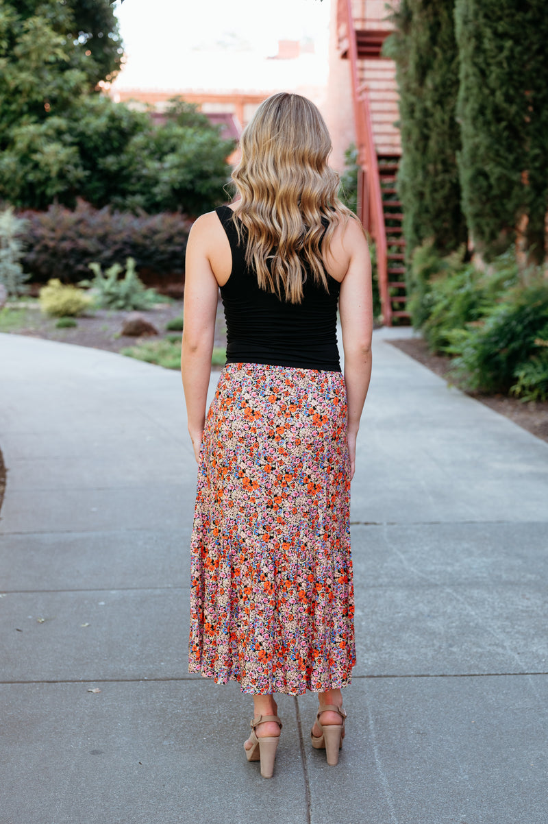 Iris Tiered Skirt W/ Buttons Down Front