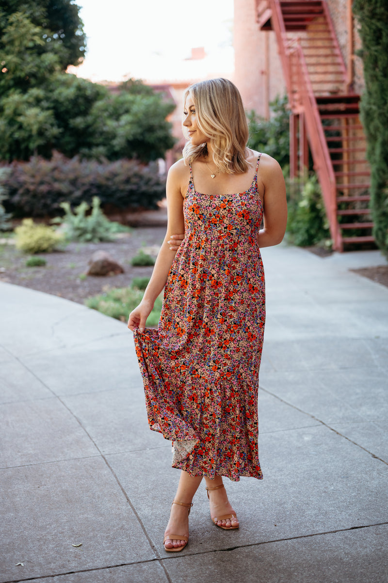 lillee floral print tiered maxi dress Lillee Tiered Maxi Dress - Pink Bloom