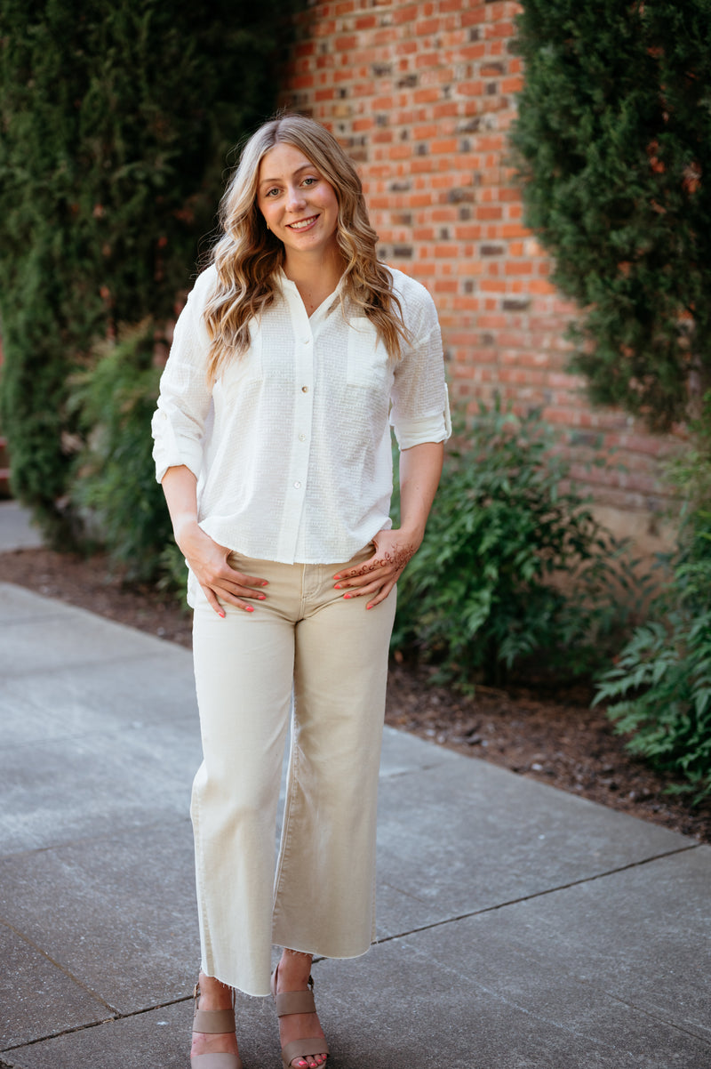 Embossed High Low Woven Shirt