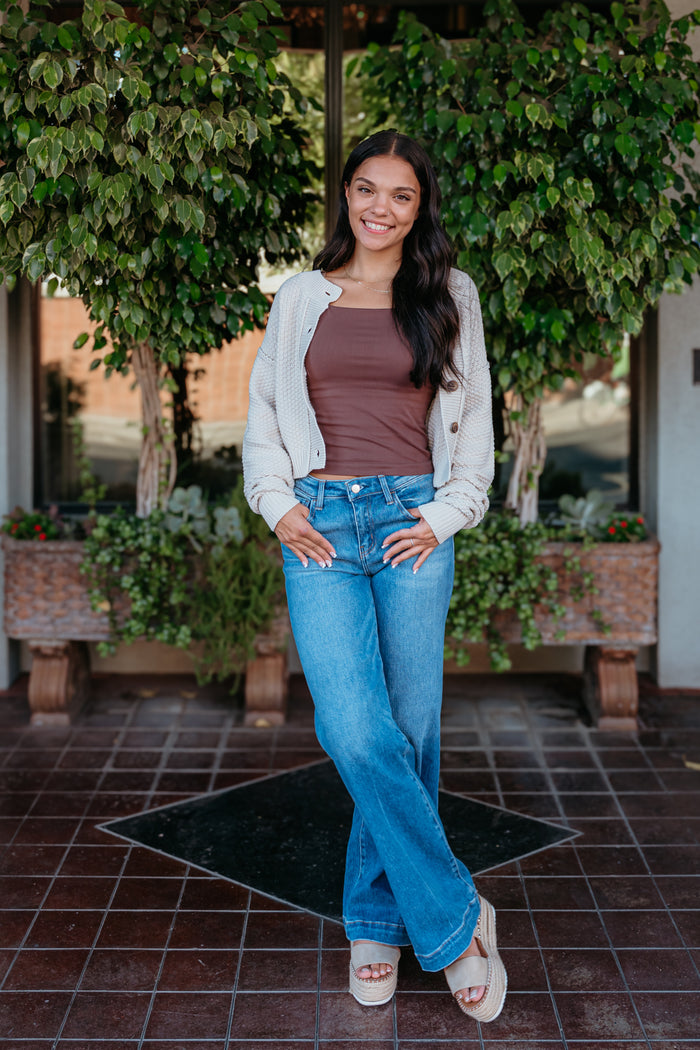 Won the Lottery High Rise Full Length Wide Leg Jeans