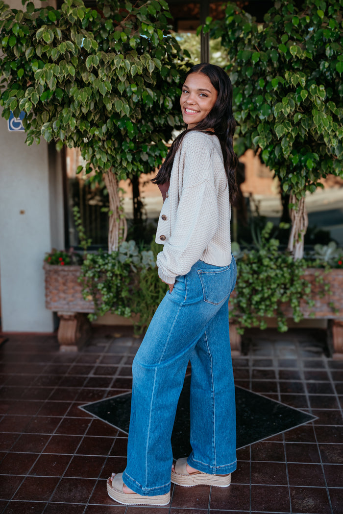 Won the Lottery High Rise Full Length Wide Leg Jeans