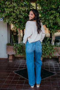 Won the Lottery High Rise Full Length Wide Leg Jeans