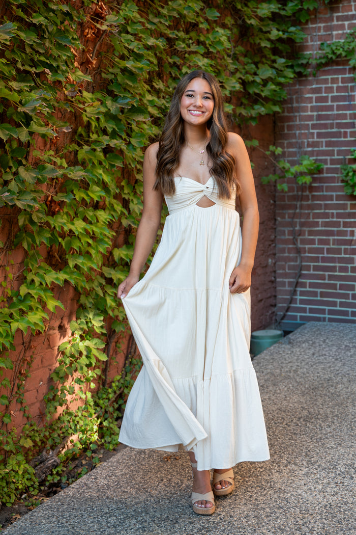 Golden Hour Strapless Tiered Maxi Dress
