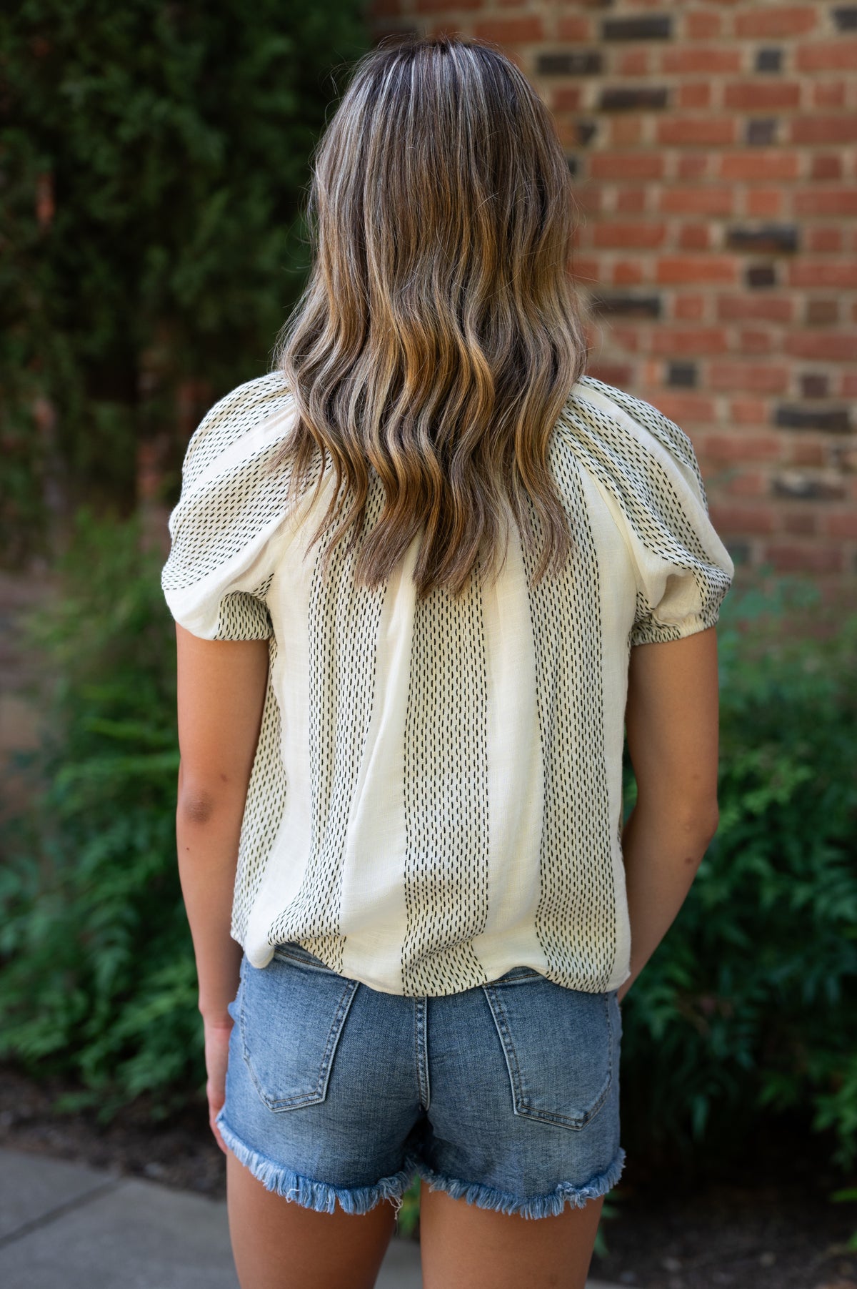 Vintage White Button Down Puff Sleeve Top