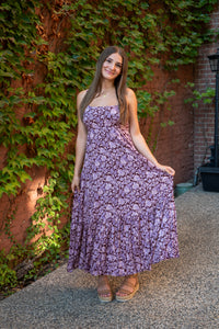 Berry Bloom Tiered Midi Dress w/ Pockets