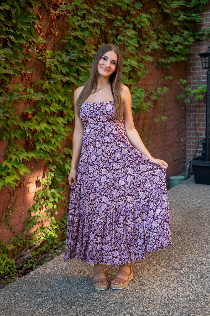 Berry Bloom Tiered Midi Dress w/ Pockets