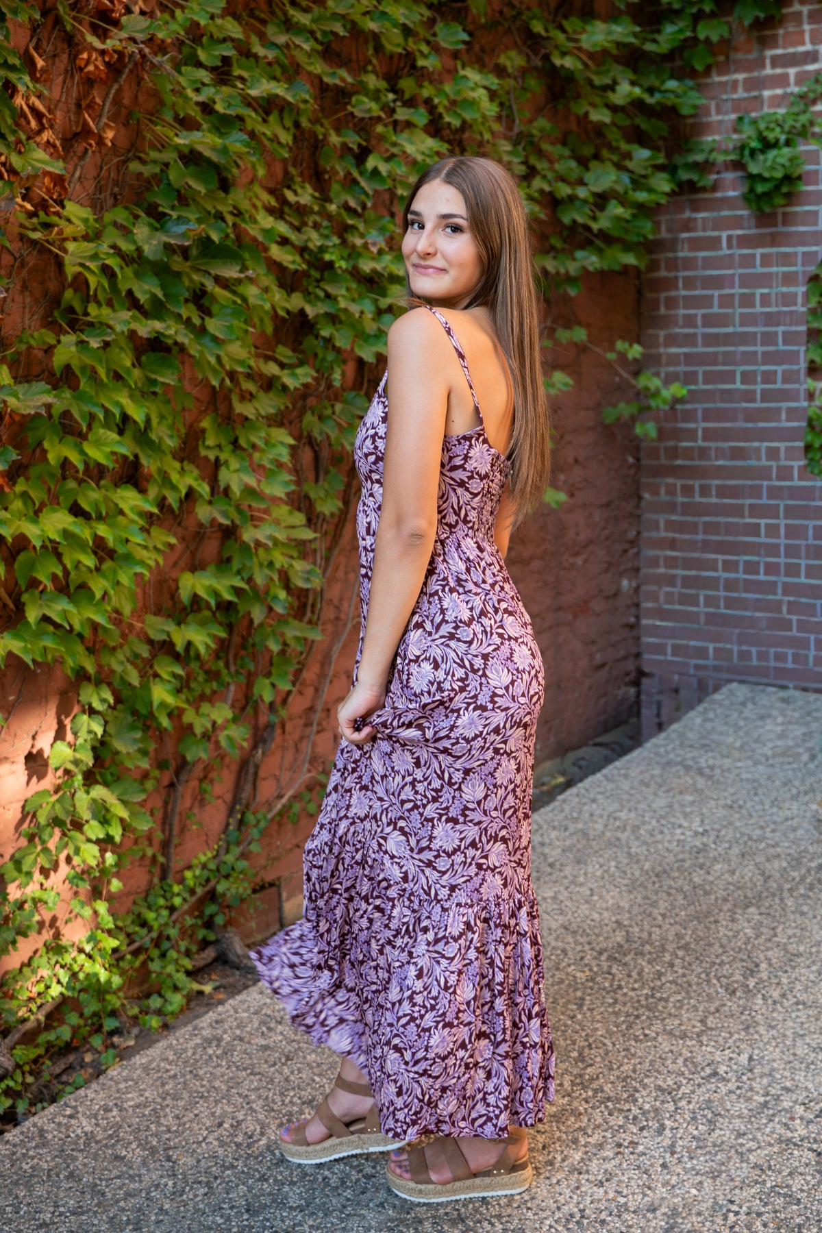 Berry Bloom Tiered Midi Dress w/ Pockets