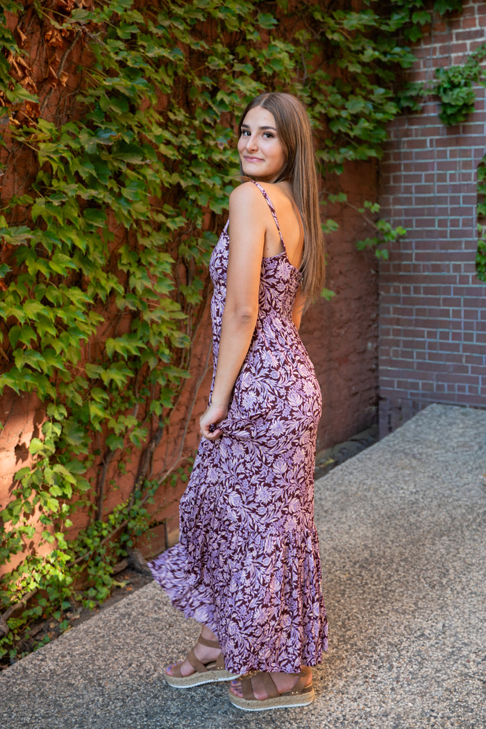 Berry Bloom Tiered Midi Dress w/ Pockets