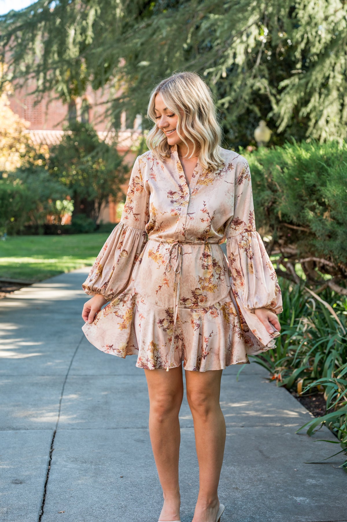 Button Down Long Sleeve Cinched Waist Mini Dress Button Down Long Sleeve Cinched Waist Mini Dress