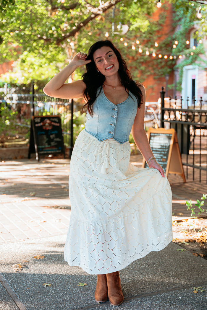 Cowboy Songs Eyelet Maxi Skirt