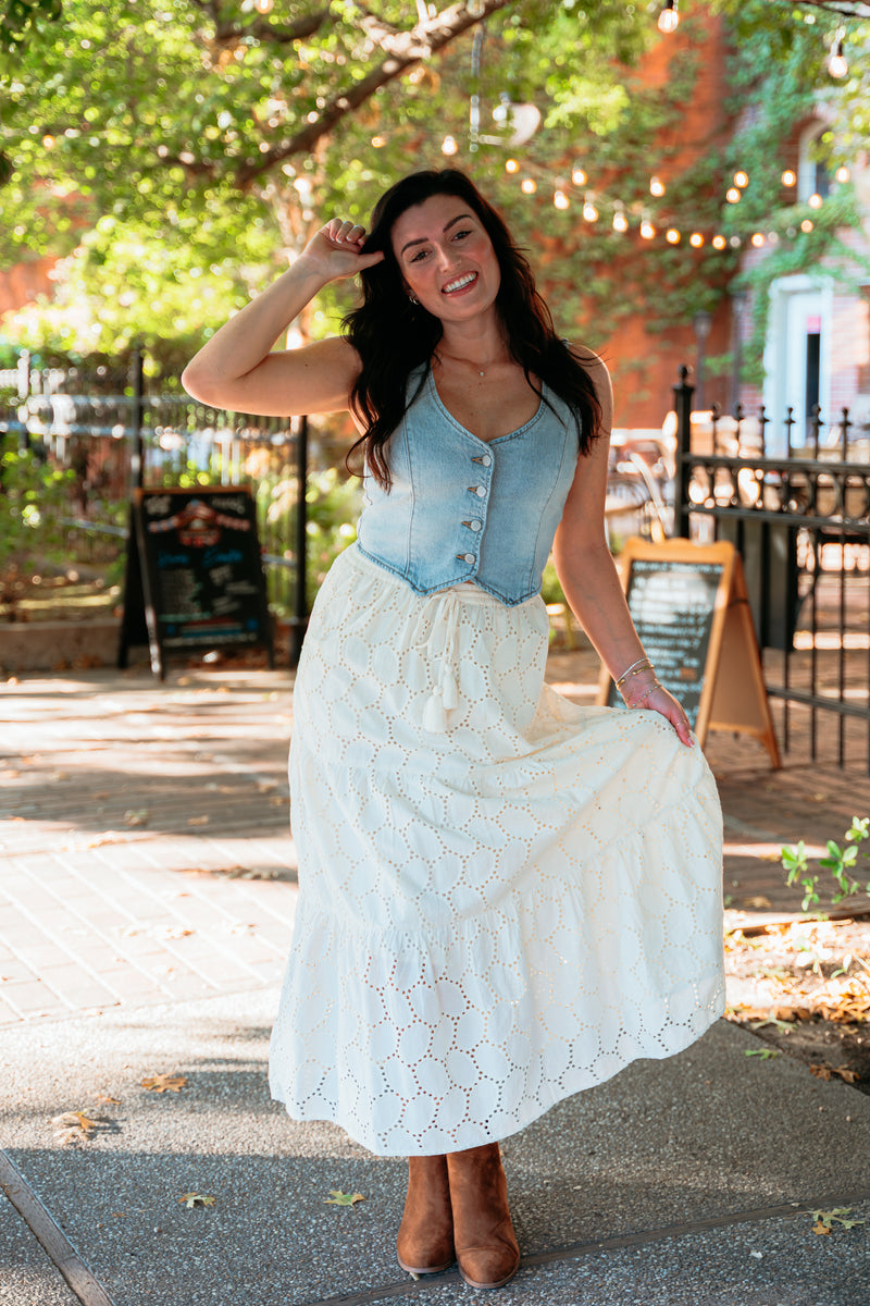 Cowboy Songs Eyelet Maxi Skirt