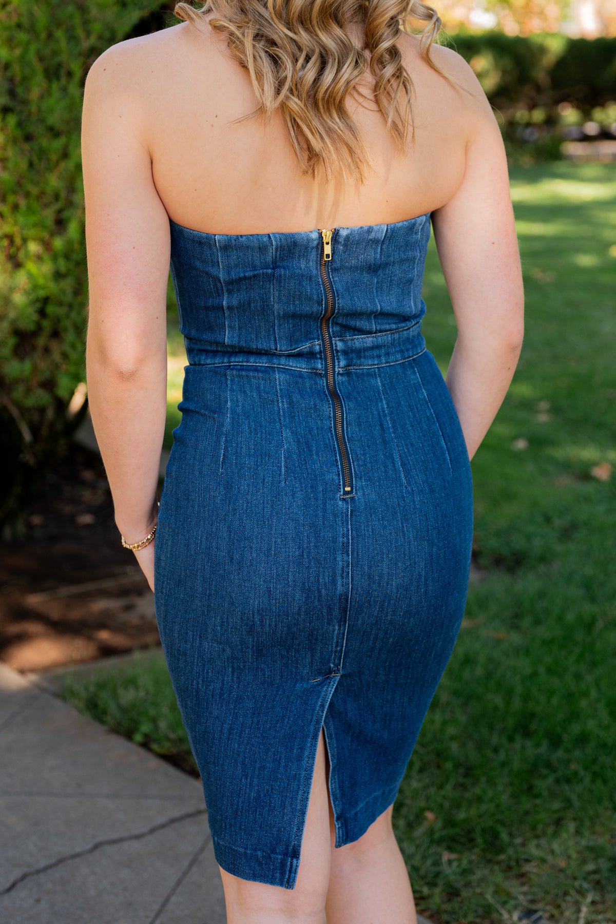 dark denim mini dress Romana Tie Front - perfect for a casual day event Shots of Whiskey Denim Mini