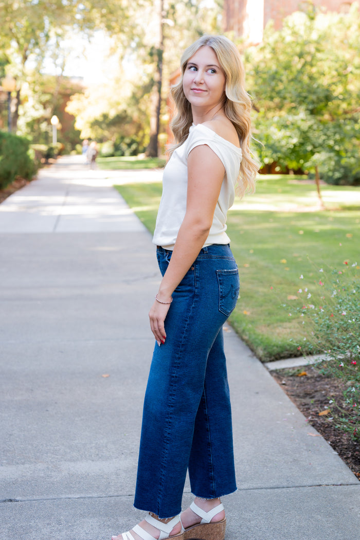 Vintage Inspired Saige Mid Rise Wide Leg Crop