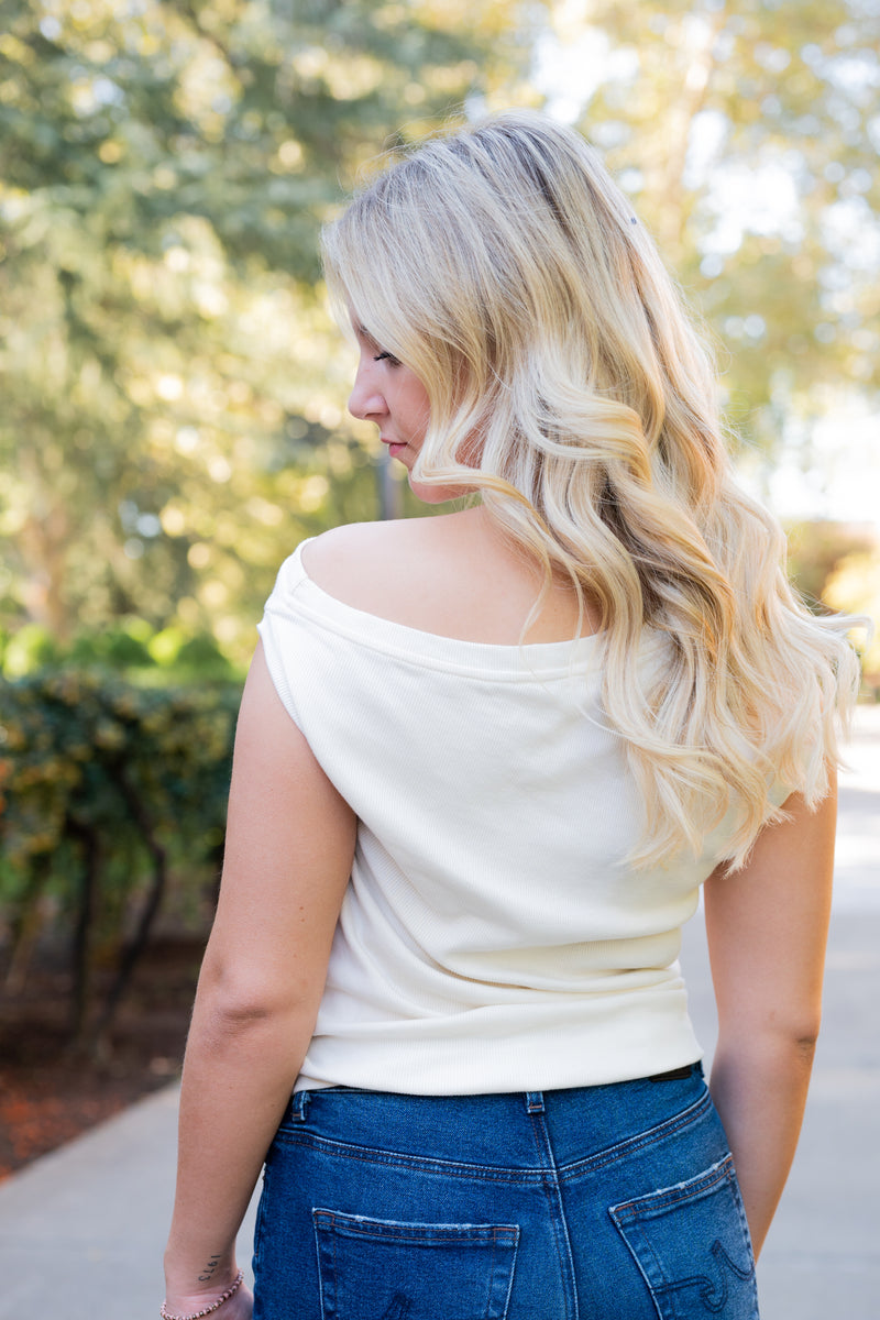 Ribbed One Shoulder Knit Top