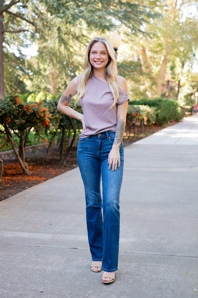 Ribbed One Shoulder Knit Top