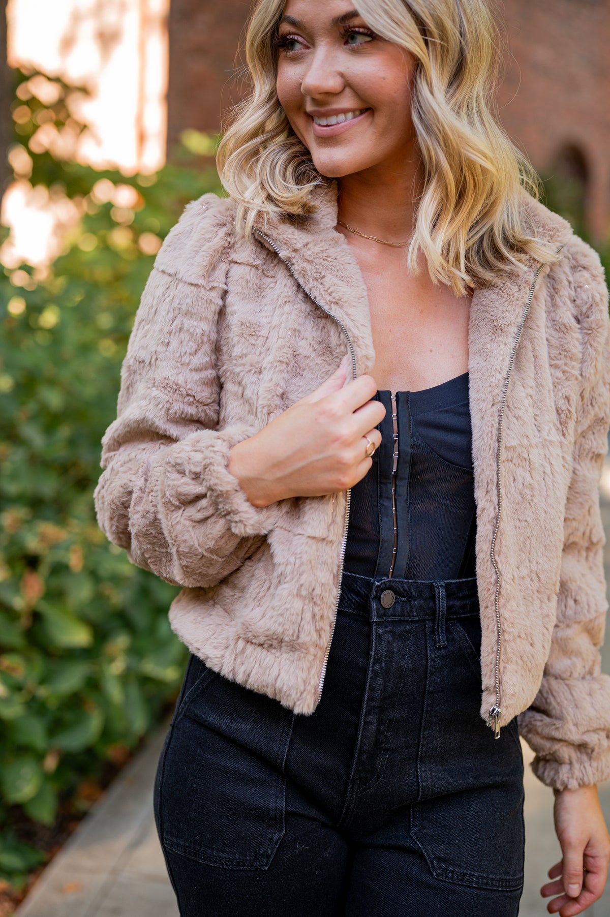 Sequin Furry Jacket