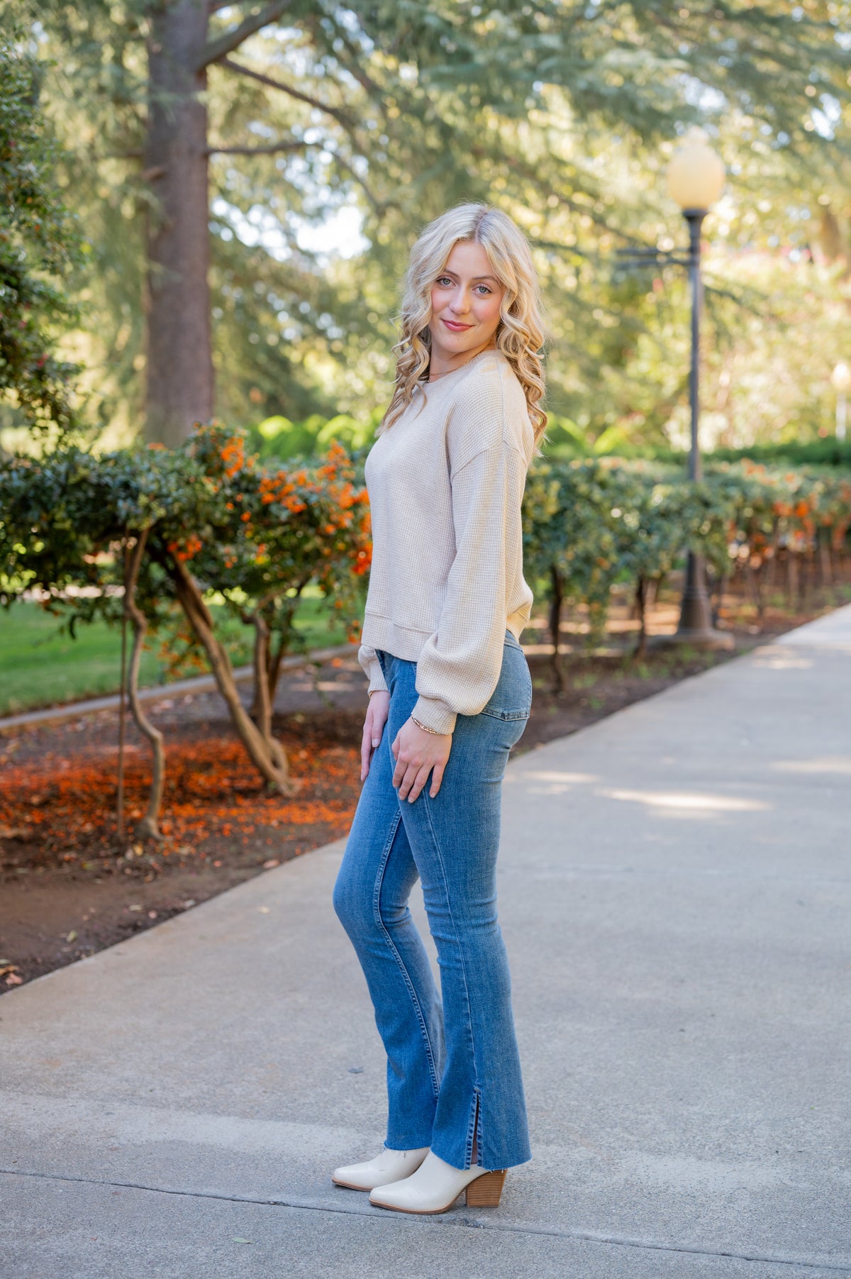 Oatmeal Cookies Waffle Knit Sweater