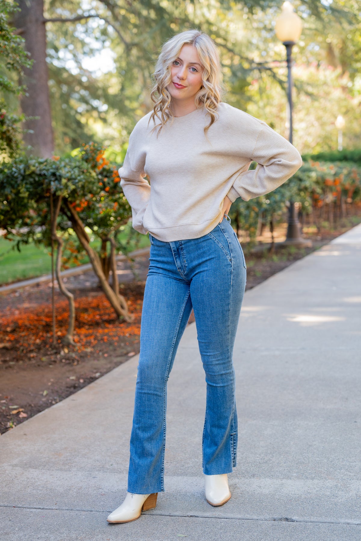 Oatmeal Cookies Waffle Knit Sweater