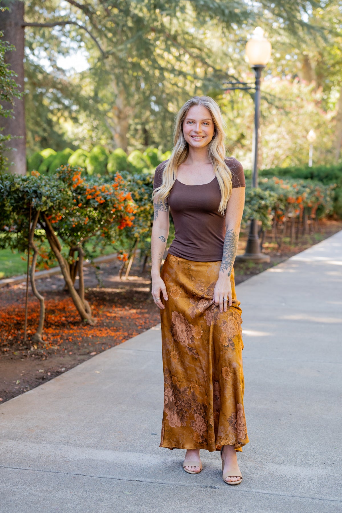 High Waisted Floral Maxi Skirt