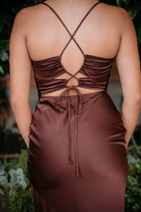 Midnight Shadow Open Back Midi Dress With Slit