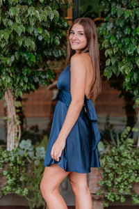 Mielle Halter Silk Mini Dress