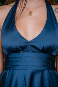 Mielle Halter Silk Mini Dress